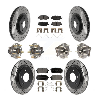 Hub Bearing Coated Disc Brake Rotor And Pad Front Rear Kit (10Pc) For Kia Optima