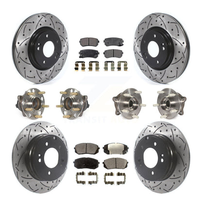 Hub Bearing Coated Disc Brake Rotor Pad Front Rear Kit (10Pc) For Hyundai Sonata