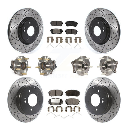 Hub Bearing Coated Disc Brake Rotor And Pad Front Rear Kit (10Pc) For Kia Optima