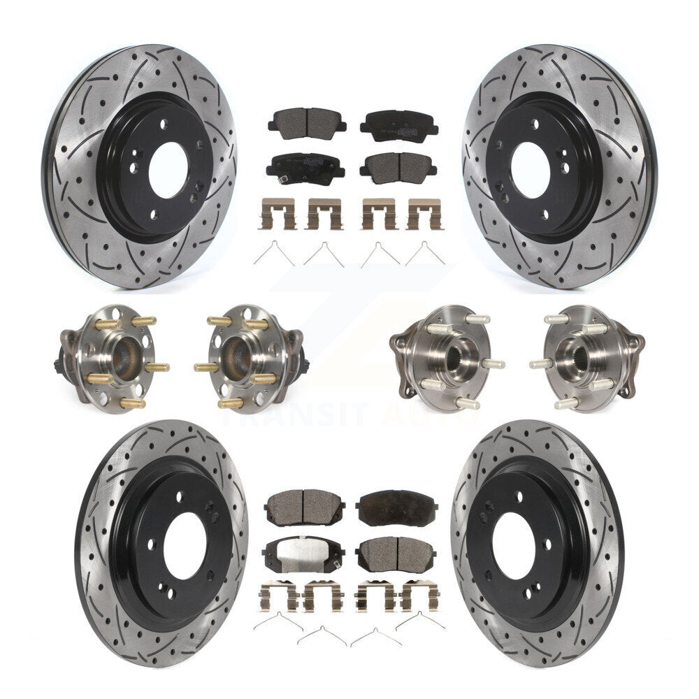 Hub Bearing Coated Disc Brake Rotor And Pad Front Rear Kit (10Pc) For Kia Optima