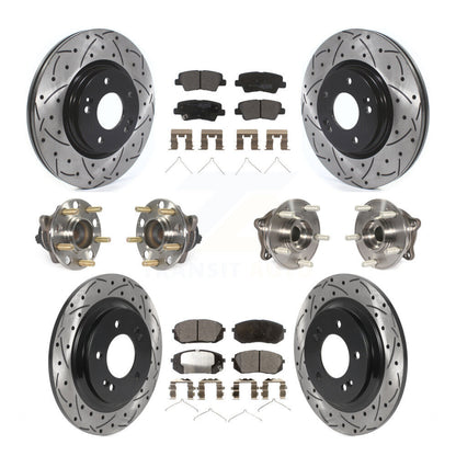 Hub Bearing Coated Disc Brake Rotor And Pad Front Rear Kit (10Pc) For Kia Optima