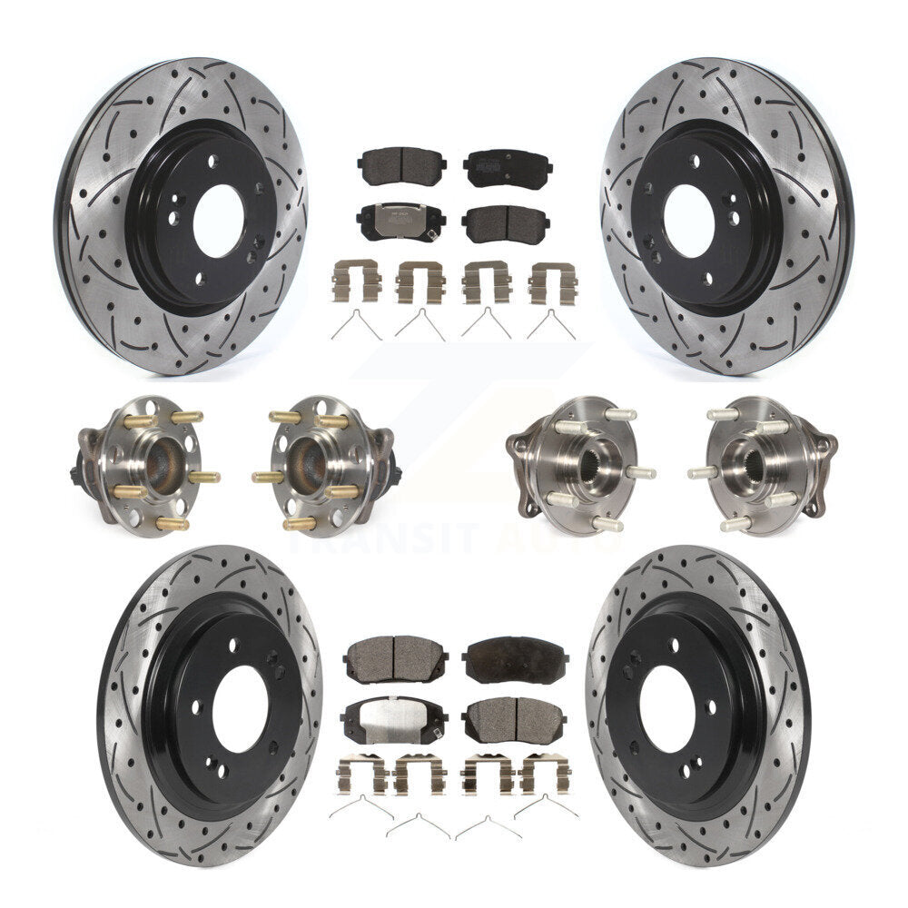 Hub Bearing Coated Disc Brake Rotor And Pad Front Rear Kit (10Pc) For Kia Optima