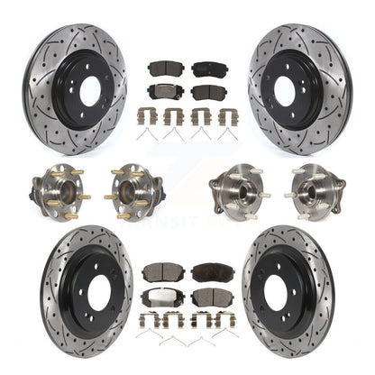 Hub Bearing Coated Disc Brake Rotor And Pad Front Rear Kit (10Pc) For Kia Optima