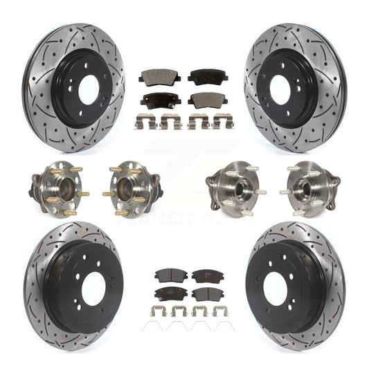 Hub Bearing Coated Brake Rotor Pads Front Rear Kit (10Pc) For Hyundai Tucson Kia