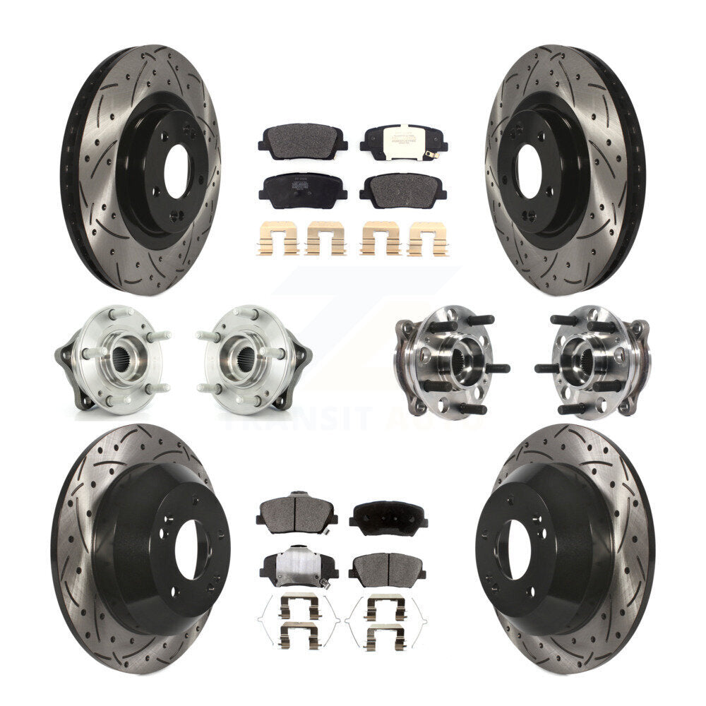Hub Bearing Coated Brake Rotor Pad Front Rear Kit For Hyundai Santa Fe Sport AWD