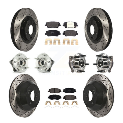 Hub Bearing Coated Brake Rotor Pad Front Rear Kit (10Pc) For Hyundai Santa Fe XL