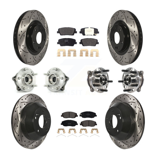Hub Bearing Coated Brake Rotor Pad Front Rear Kit (10Pc) For Hyundai Santa Fe XL