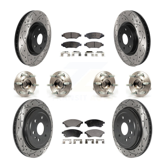 Hub Bearing Coated Brake Rotor & Pad Front Rear Kit (10Pc) For Cadillac SRX Saab