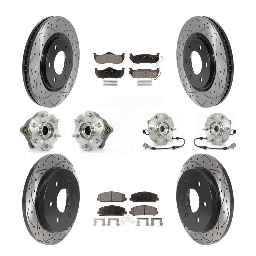 Hub Bearing Coated Disc Brake Rotor Pads Front Rear Kit (10Pc) For Nissan Armada
