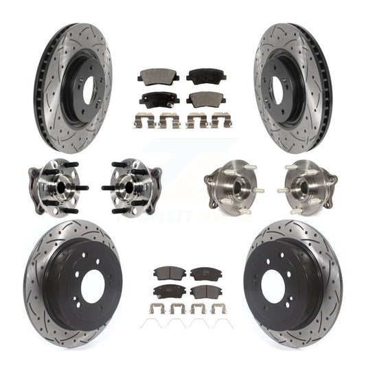 Hub Bearing Coated Disc Brake Rotor & Pad Front Rear Kit (10Pc) For Kia Sportage