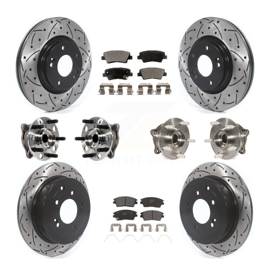 Hub Bearing Coated Brake Rotor Pads Front Rear Kit (10Pc) For Hyundai Tucson Kia
