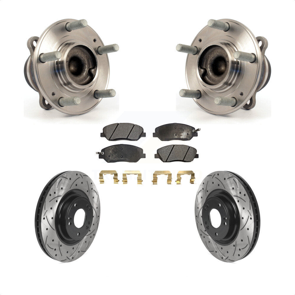 Hub Bearing Drilled Slot Brake Rotor Pad Front Kit For 2012 Hyundai Genesis 3.8L