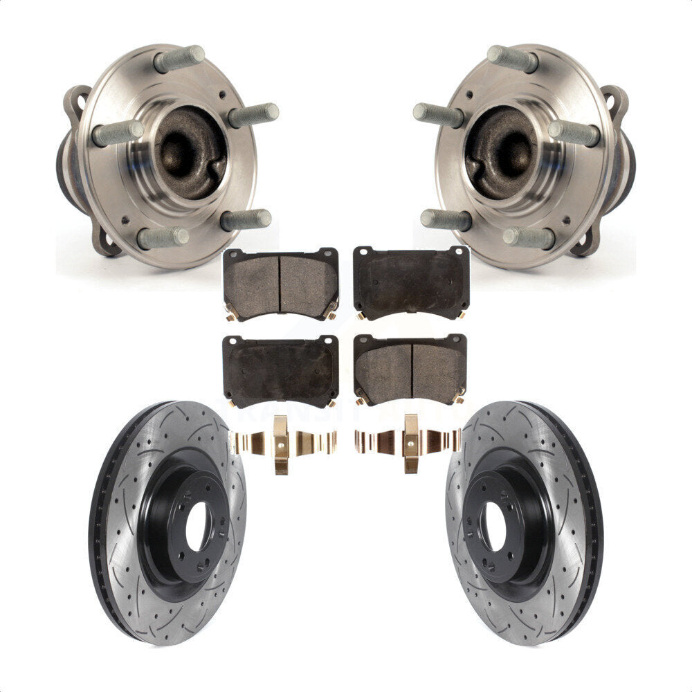 Hub Bearing Coat Drill Slot Brake Rotor Pads Front Kit For Hyundai Genesis Equus