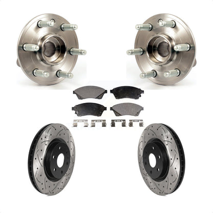 Hub Bearing Coat Drill Slot Brake Rotor Pad Front Kit For Cadillac SRX Saab 9-4X