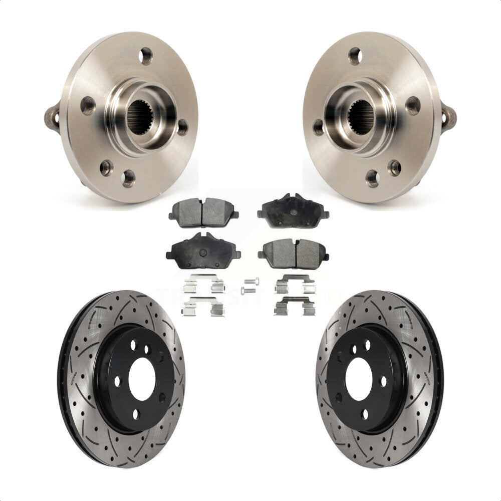 Hub Bearing Drill Slot Brake Rotor Pads Front Kit For 2014-2015 Mini Cooper 1.6L