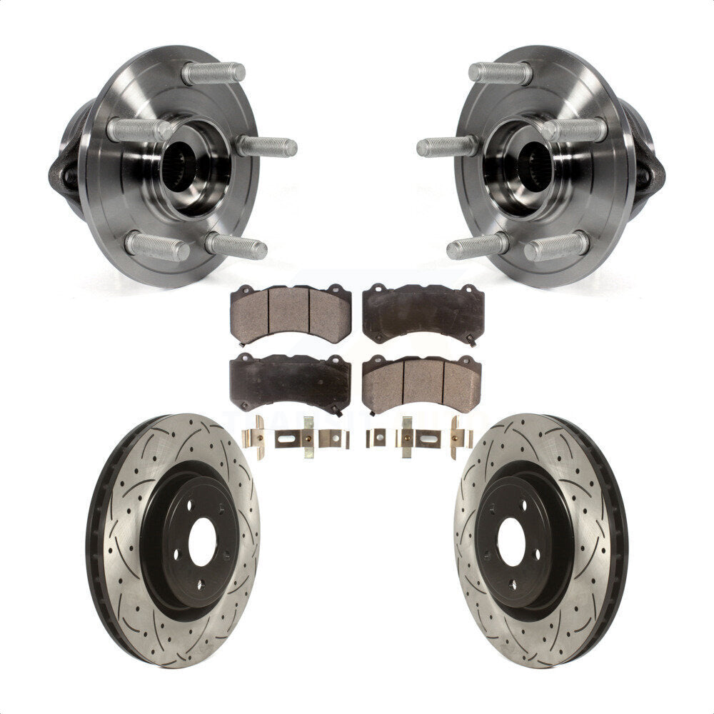 Hub Bearing Drilled Slot Brake Rotor Pad Front Kit For Jeep Grand Cherokee Dodge
