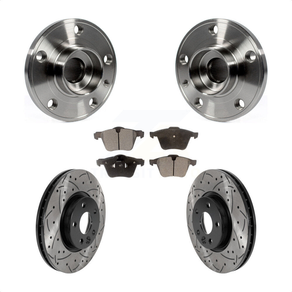 Hub Bearing Assembly Coated Drilled Slot Brake Rotor Pad Front Kit For Volvo V70