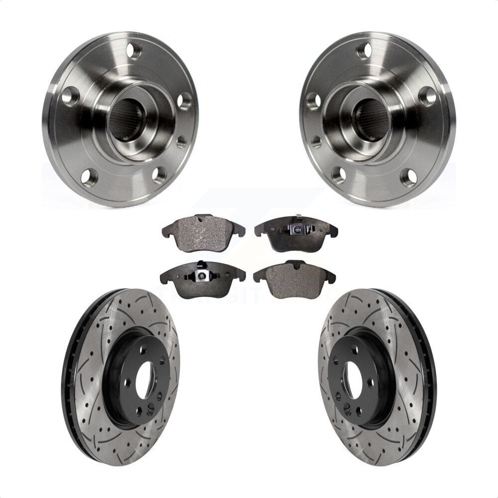 Hub Bearing Drill Slot Brake Rotor Pads Front Kit For Volvo XC70 S60 V60 S80 V70