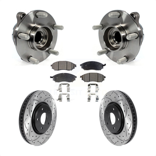 Hub Bearing Coat Drill Slot Brake Rotor Pad Front Kit For INFINITI FX35 FX37 RWD