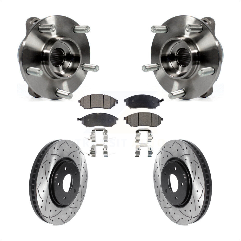Hub Bearing Drilled Slot Brake Rotor & Pad Front Kit For INFINITI FX35 FX37 FX45