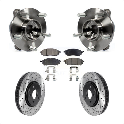 Hub Bearing Drilled Slot Brake Rotor & Pad Front Kit For INFINITI FX35 FX37 FX45