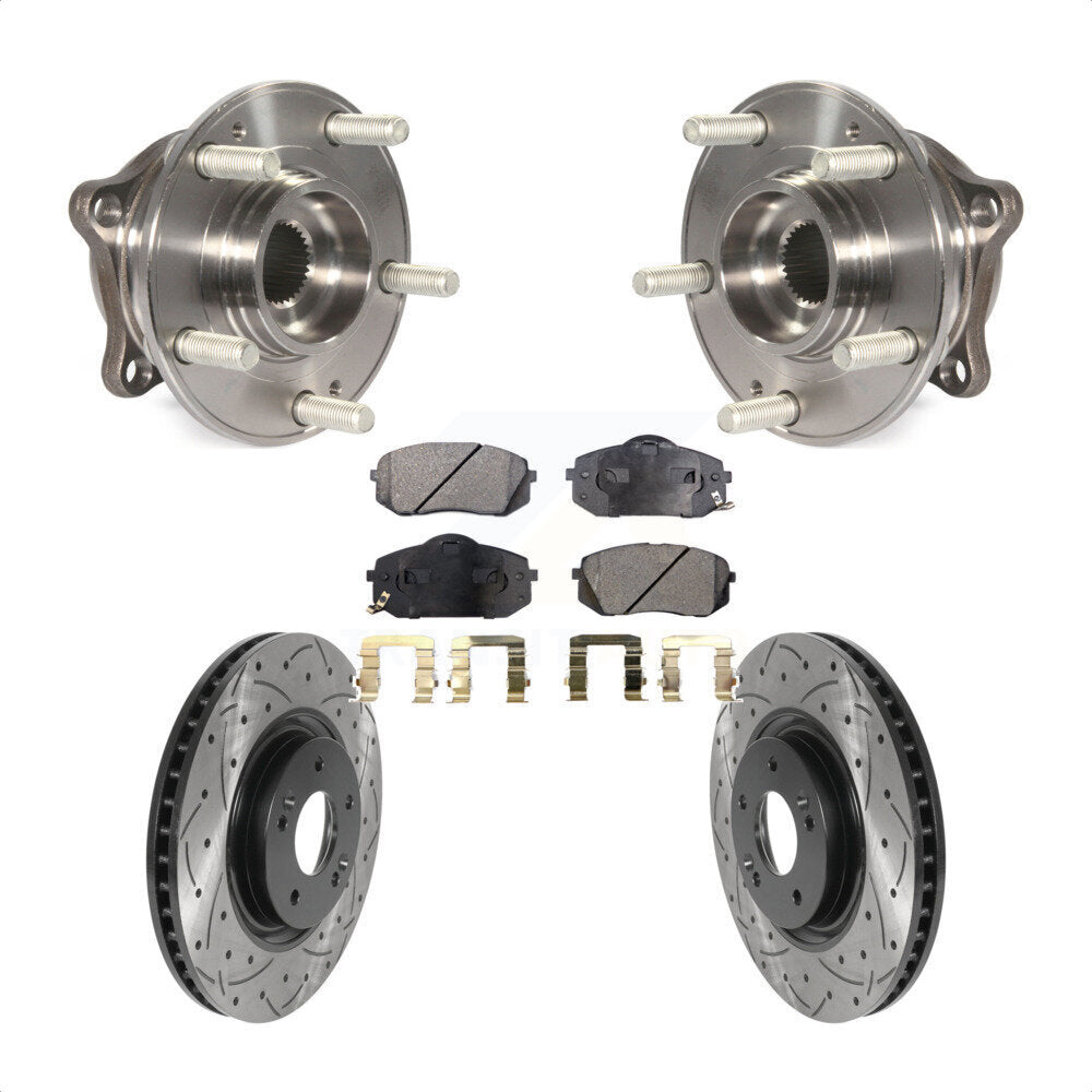 Hub Bearing Drilled Slot Brake Rotor Pad Front Kit For Hyundai Tucson Sonata Kia