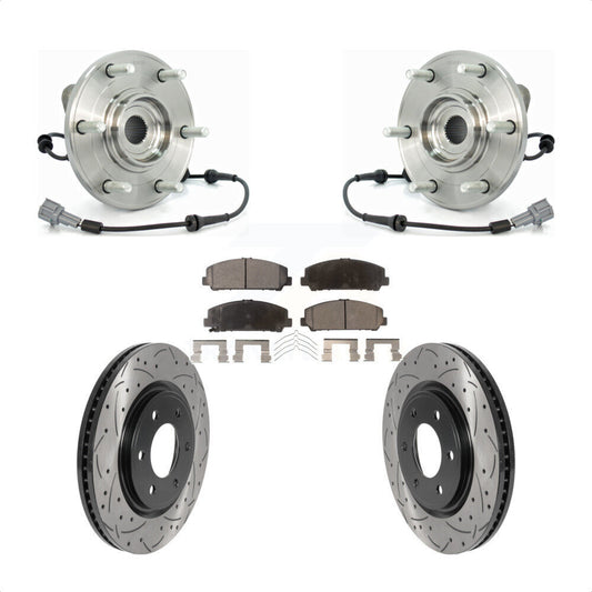 Hub Bearing Drilled Slot Brake Rotor Pads Front Kit For Nissan TITAN Armada QX56