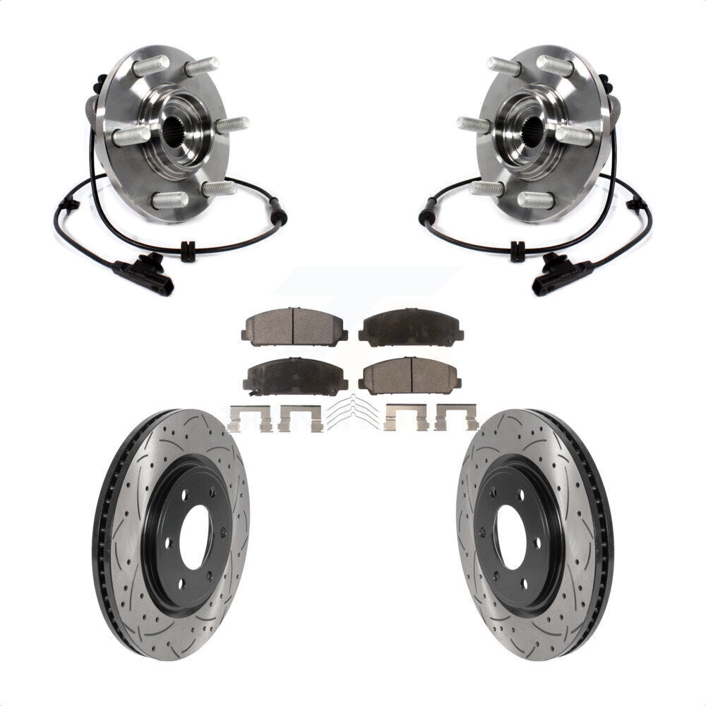 Hub Bearing Drill Slot Brake Rotor Pad Front Kit For INFINITI QX80 Nissan Armada
