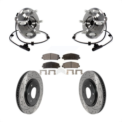 Hub Bearing Drill Slot Brake Rotor Pad Front Kit For INFINITI QX80 Nissan Armada