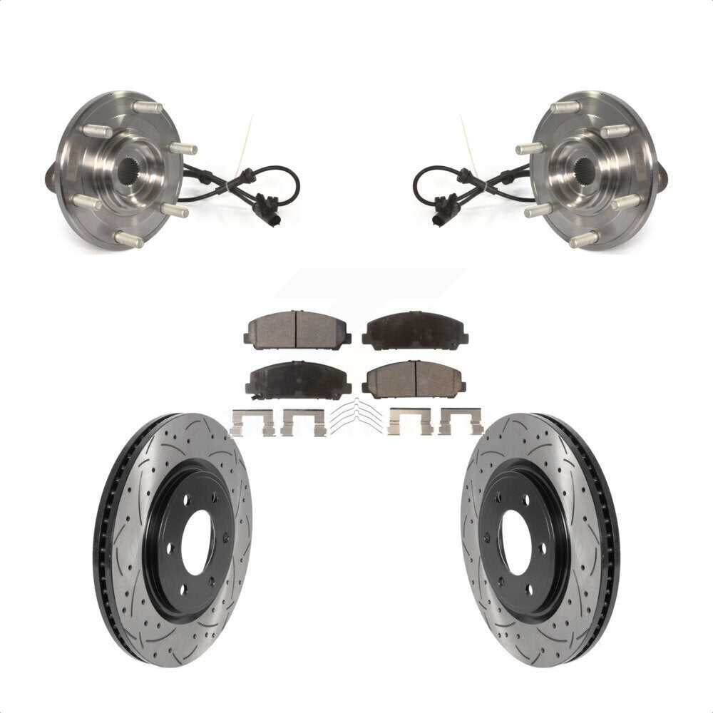 Hub Bearing Coated Drill Slot Brake Rotor Pads Front Kit For Nissan TITAN Armada