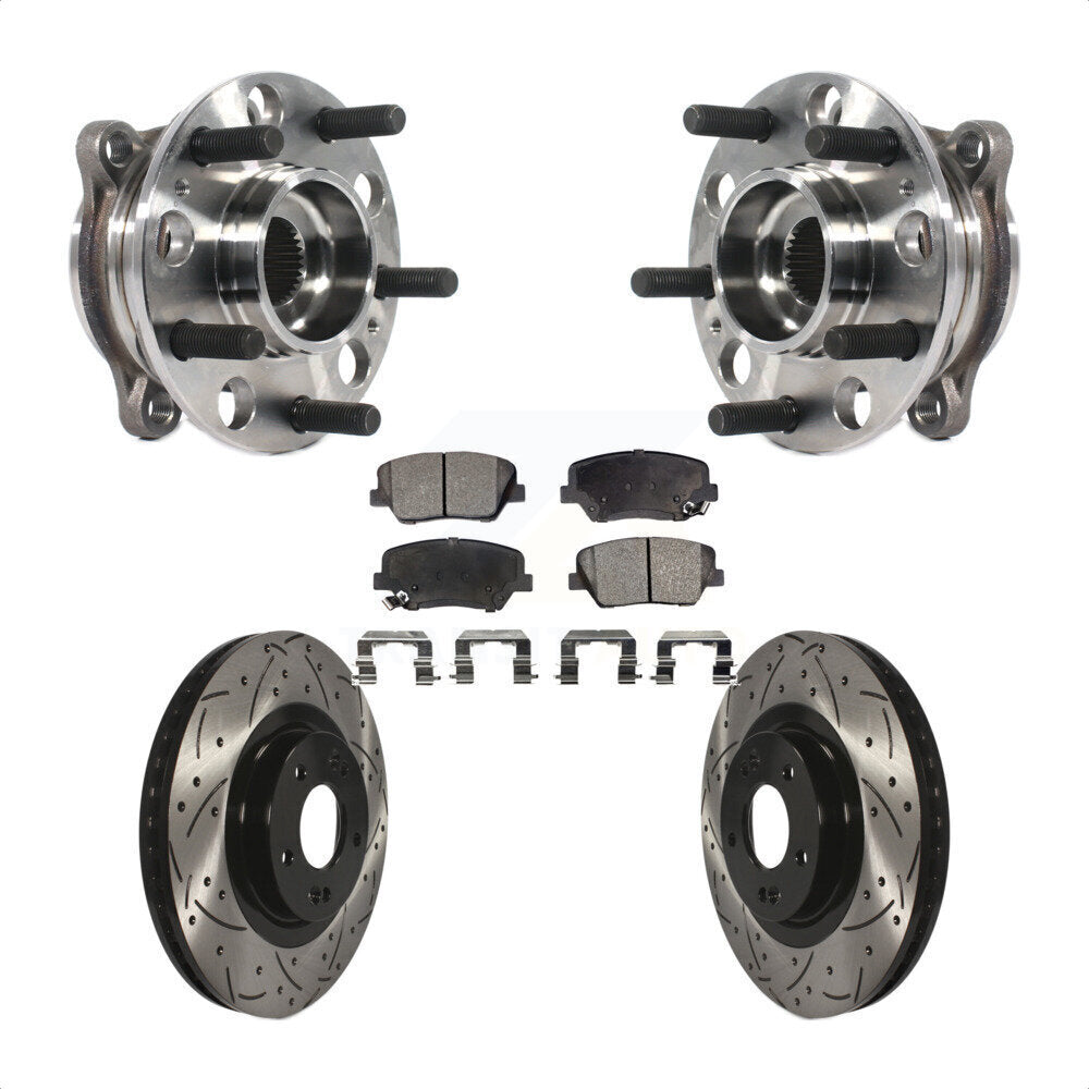 Hub Bearing Coat Drill Slot Brake Rotor Pad Front Kit For Hyundai Santa Fe Sport