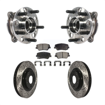 Hub Bearing Coat Drill Slot Brake Rotor Pad Front Kit For Hyundai Santa Fe Sport