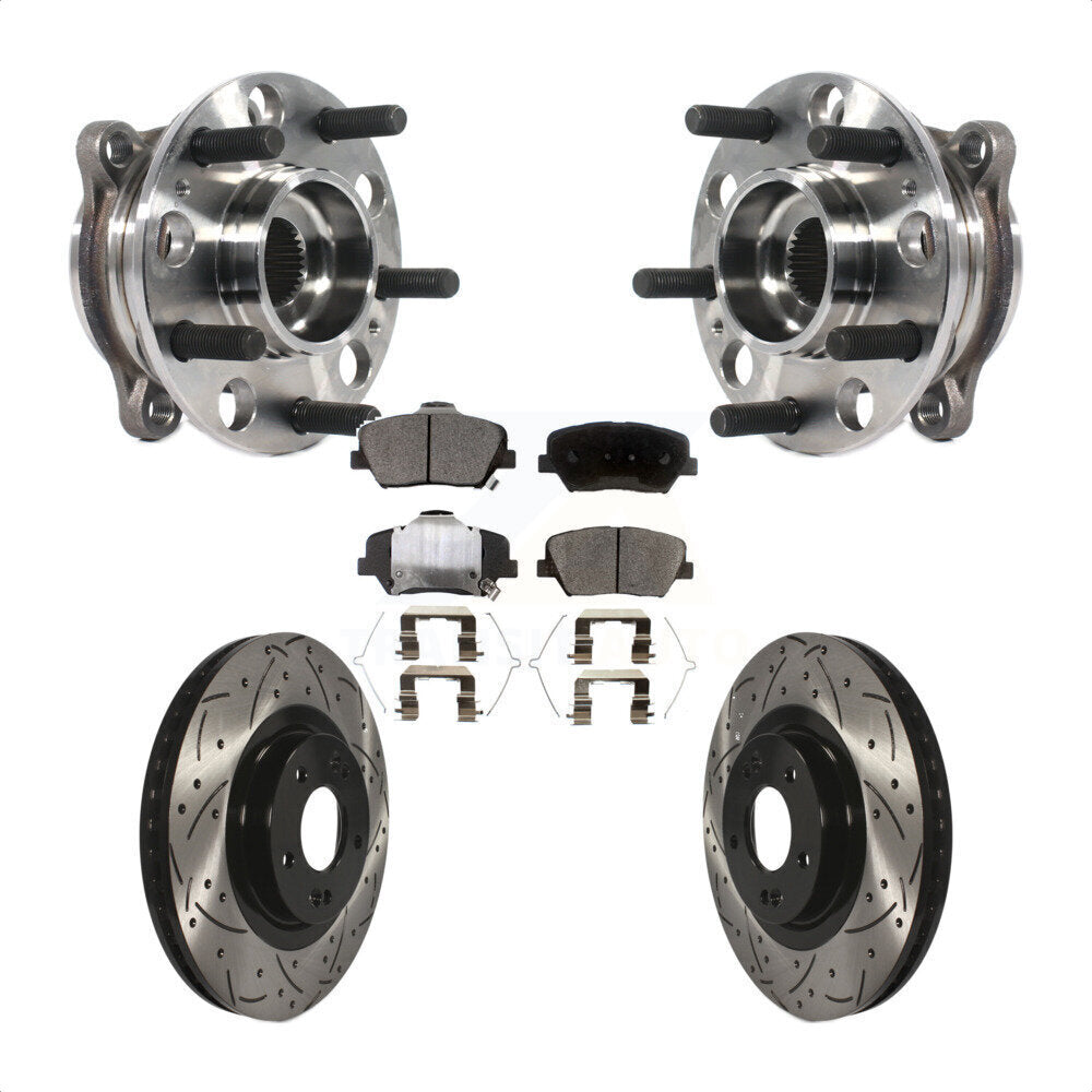 Hub Bearing Drilled Slot Brake Rotor Pad Front Kit For Kia Sorento Hyundai Santa