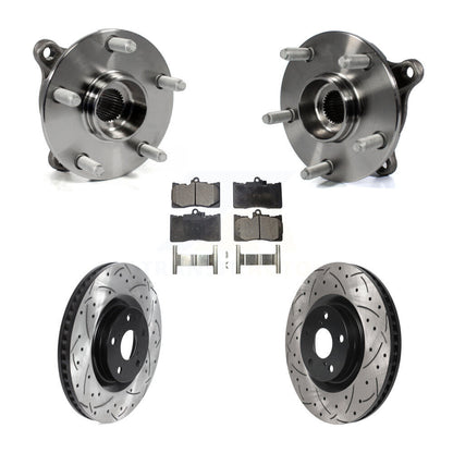 Hub Bearing Drilled Slot Brake Rotor & Pad Front Kit (5Pc) For Lexus IS300 IS350