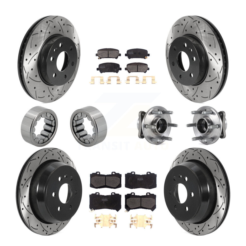 Hub Bearing Coated Brake Rotor Pads Shoe Front Rear Kit (10Pc) For Chevrolet GMC