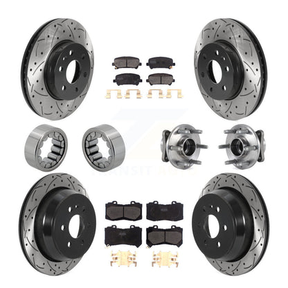 Hub Bearing Coated Brake Rotor Pads Shoe Front Rear Kit (10Pc) For Chevrolet GMC