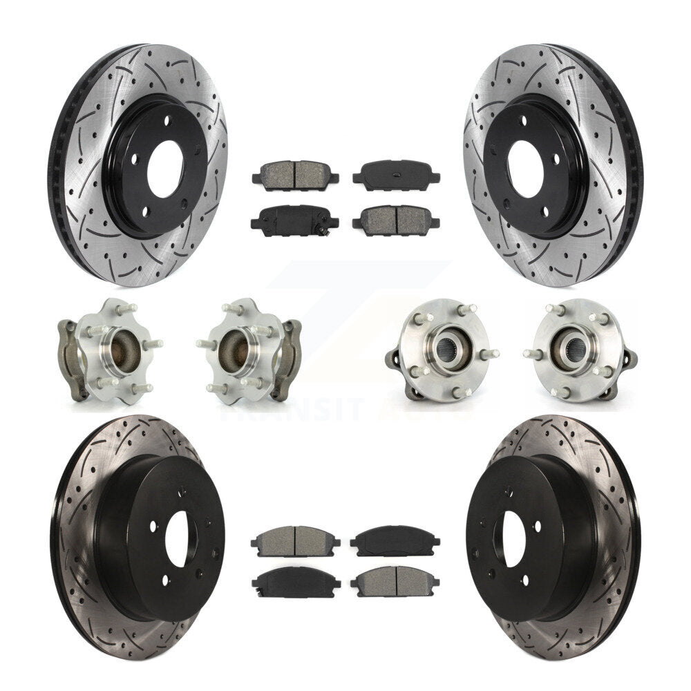 Hub Bearing Coated Brake Rotor Pads Front Rear Kit (10Pc) For 04-09 Nissan Quest