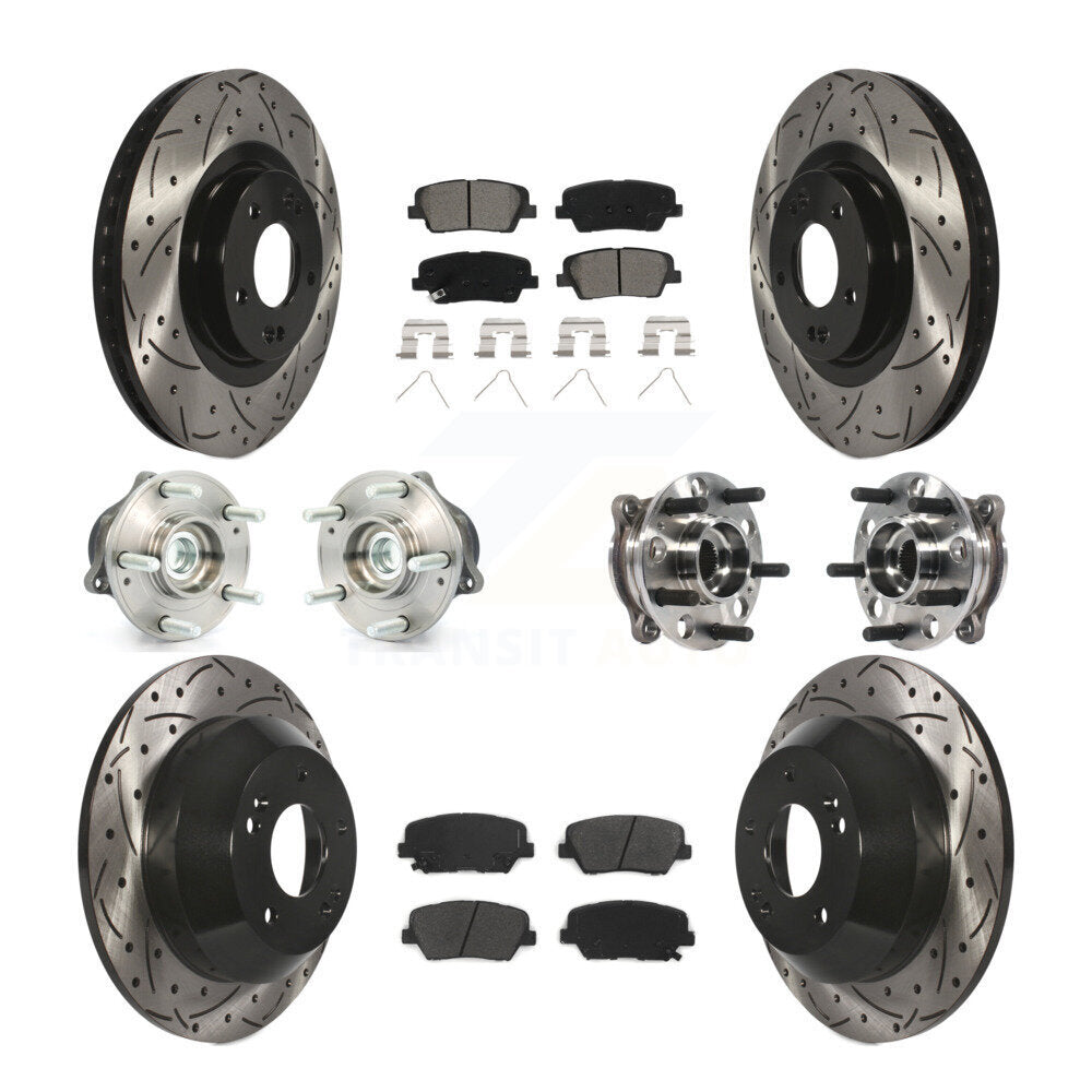 Hub Bearing Coated Brake Rotor Pad Front Rear Kit For Hyundai Santa Fe Sport FWD