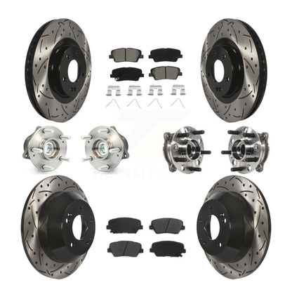Hub Bearing Coated Brake Rotor Pad Front Rear Kit For Hyundai Santa Fe Sport FWD