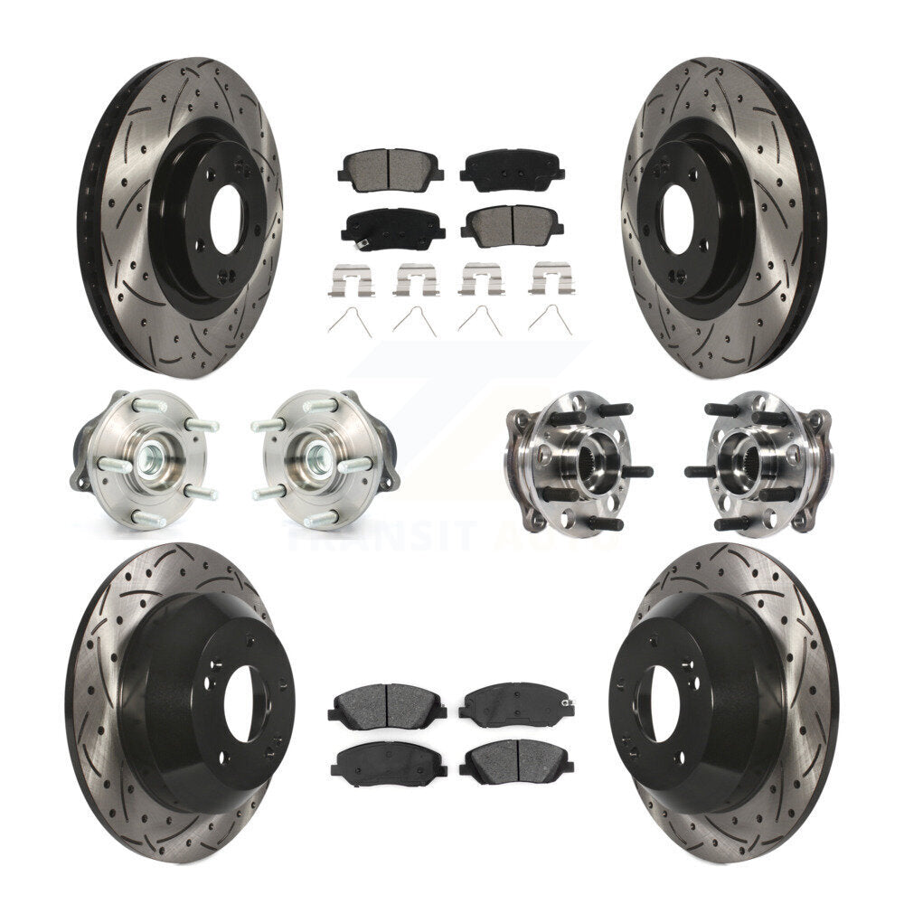Hub Bearing Coated Brake Rotor Pad Front Rear Kit (10Pc) For Hyundai Santa Fe XL
