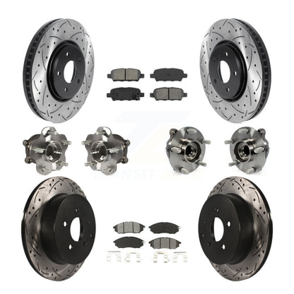 Hub Bearing Coated Brake Rotor Pads Front Rear Kit (10Pc) For INFINITI FX35 FX37