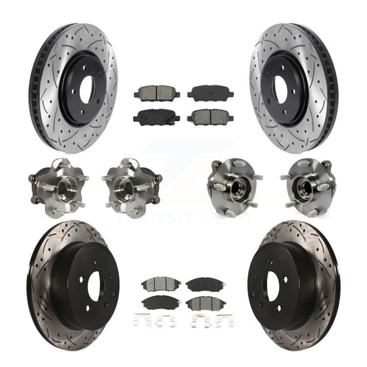Hub Bearing Coated Brake Rotor Pads Front Rear Kit (10Pc) For INFINITI FX35 FX37