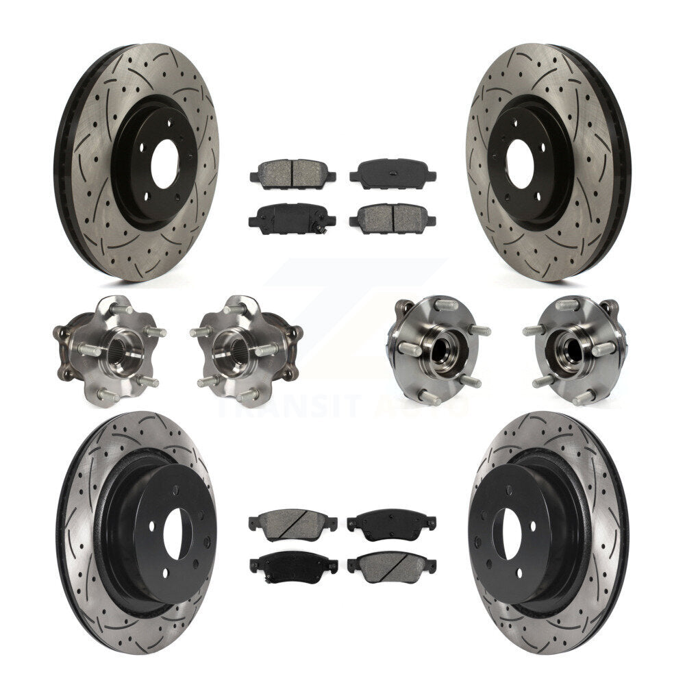 Hub Bearing Coated Brake Rotor & Pads Front Rear Kit (10Pc) For INFINITI G35 Q60