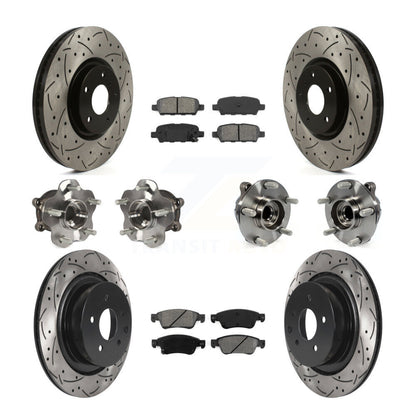 Hub Bearing Coated Brake Rotor & Pads Front Rear Kit (10Pc) For INFINITI G35 Q60