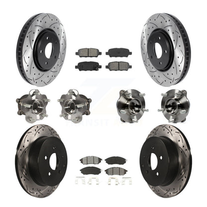 Hub Bearing Coated Brake Rotor Pads Front Rear Kit (10Pc) For INFINITI FX35 FX37