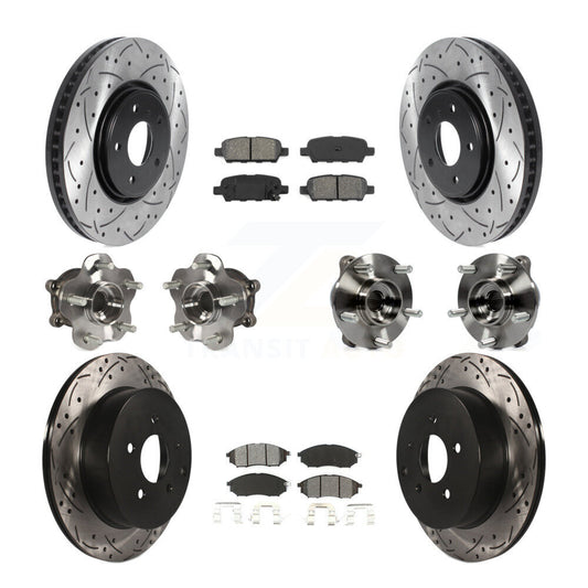 Hub Bearing Coated Brake Rotor Pads Front Rear Kit (10Pc) For INFINITI FX35 FX37