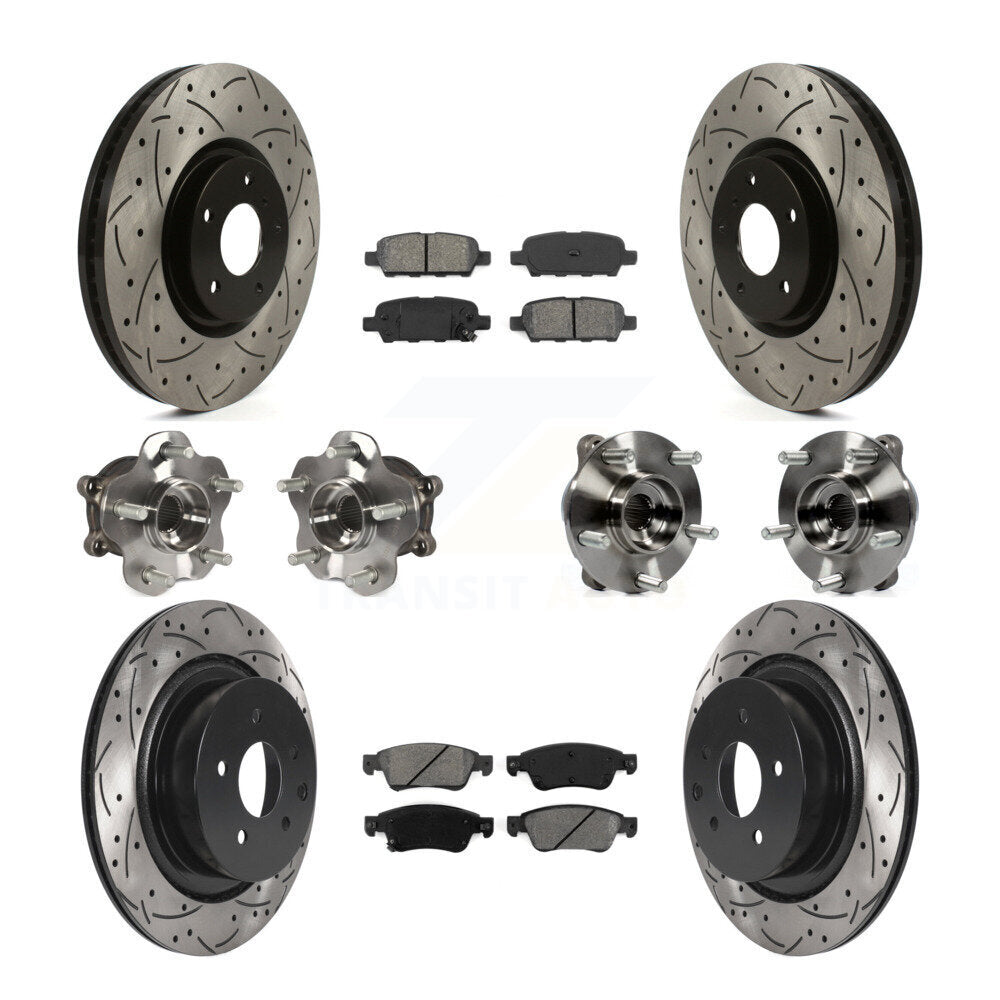 Hub Bearing Coated Brake Rotor & Pads Front Rear Kit (10Pc) For INFINITI G35 Q60