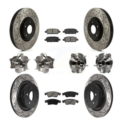Hub Bearing Coated Brake Rotor & Pads Front Rear Kit (10Pc) For INFINITI G35 Q60