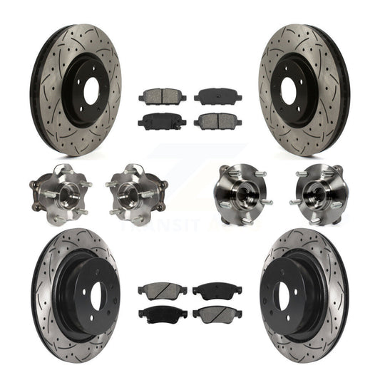 Hub Bearing Coated Brake Rotor & Pads Front Rear Kit (10Pc) For INFINITI G35 Q60