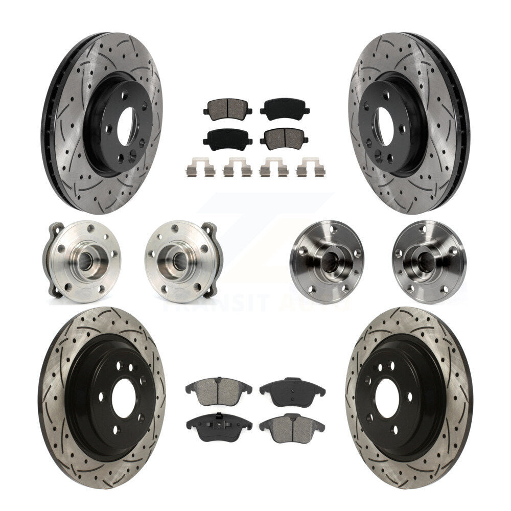 Hub Bearing Coated Brake Rotor Pad Front Rear Kit (10Pc) For 13-14 Volvo S60 AWD